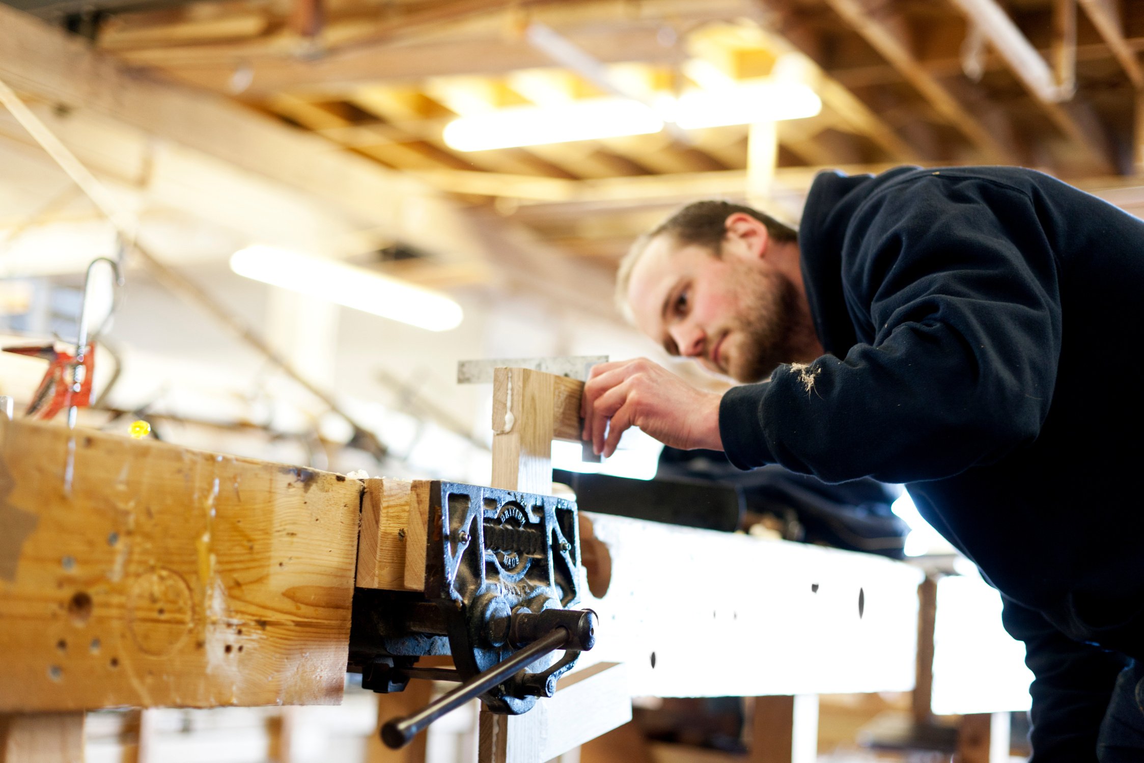 Boat builder using an angle